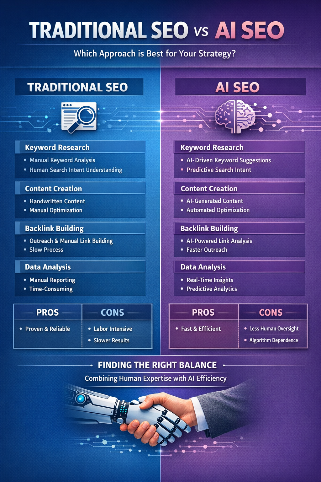 Comparison of legacy SEO structure versus AI SEO semantic hierarchy